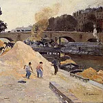Камиль Писсарро - Берега Сены в Париже, мост Марии, причал Анжу (1875)