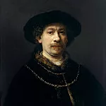 Self-portrait wearing a Hat and two Chains, Rembrandt Harmenszoon Van Rijn