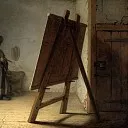 Artist in his studio, Rembrandt Harmenszoon Van Rijn