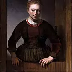 Young Woman at an Open Half-Door [Workshop], Rembrandt Harmenszoon Van Rijn