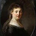 Rembrandt Harmenszoon Van Rijn - Jonge vrouw in gefantaseerde kleding