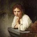 Rembrandt Harmenszoon Van Rijn - A Young Girl Leaning on a Window