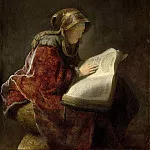 Rembrandt Harmenszoon Van Rijn - An Old Woman Reading, probably the Prophetess Anna