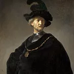 Rembrandt Harmenszoon Van Rijn - man in a gorget and black cap