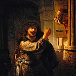 Rembrandt Harmenszoon Van Rijn - Simson threatened his father-in-law