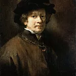 Rembrandt Harmenszoon Van Rijn - Self Portrait with Cap and Gold Chain
