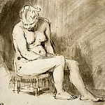 Nude Woman Seated on a Stool, Rembrandt Harmenszoon Van Rijn