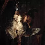 Rembrandt Harmenszoon Van Rijn - Dead Bittern Held High by Hunter