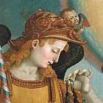 Luca Signorelli - Mary with Child and the Trinity, Archangels and Saints, detail