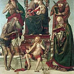 Luca Signorelli - Mary on the throne with the child and saints