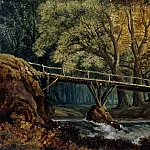 Якоб Филипп Хаккерт - Чаща леса с мостиком через ручей