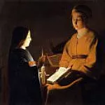 Жорж де Латур - Воспитание Марии (последователь)