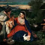 Virgin and Child with Saint Catherine and a Shepherd, called the Virgin with a Rabbit, Titian (Tiziano Vecellio)