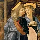 Леонардо да Винчи - Крещение Христа, фрагмент (работа Верроккьо, ангел слева - работа да Винчи)