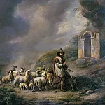 Адольф фон Менцель - Пастух со стадом в Тиволи