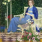 Фриц фон Уде - Портрет жены художника среди цветов