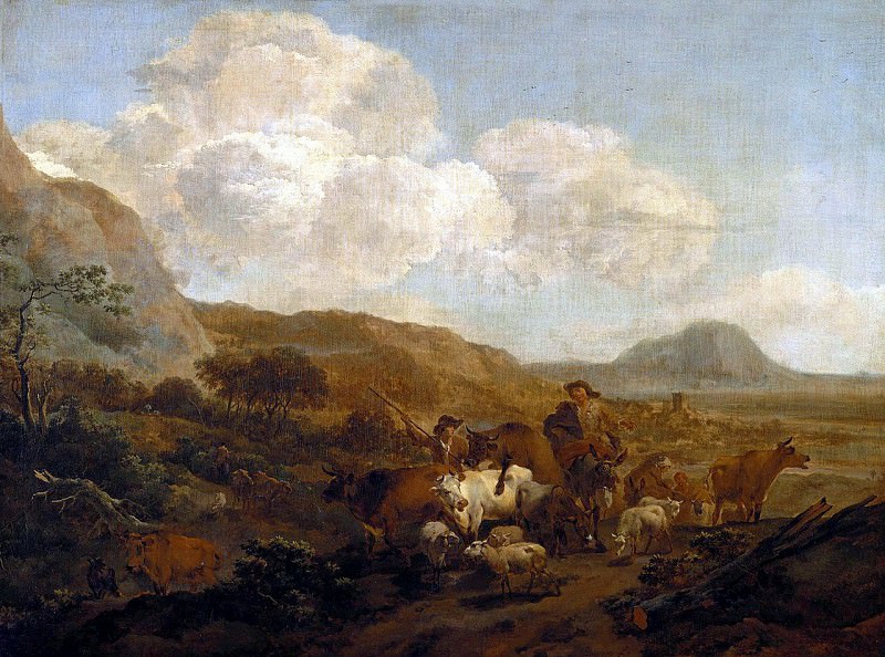 Two shepherd leading a flock. Nicolaes (Claes Pietersz.) Berchem