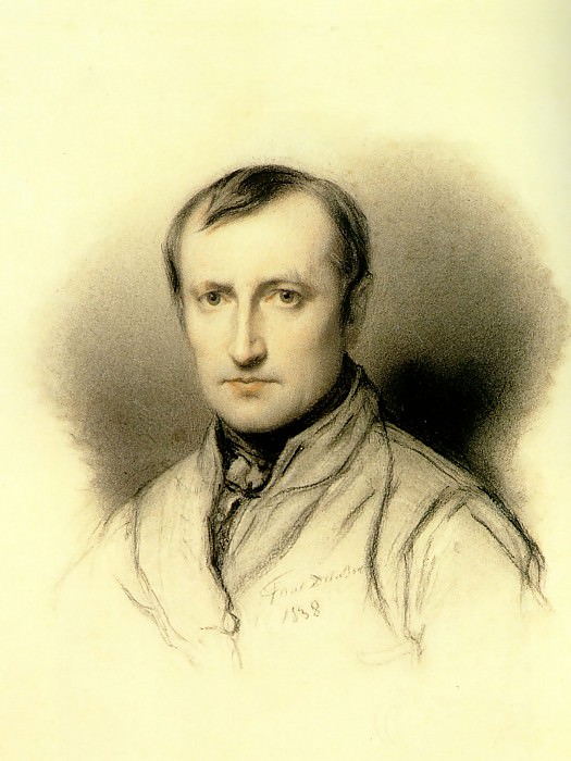 Автопортрет, 1838, угольный карандаш. Поль Деларош