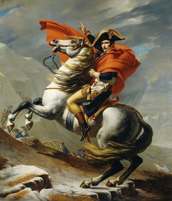 Наполеон Бонапарт, пересекающий перевал Сен-Бернар 20 мая 1800 г. (Бонапарт на перевале Сен-Бернар). Жак-Луи Давид