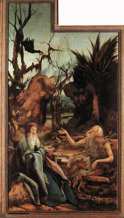Святые Павел и Антоний в пустыне. Маттиас Грюневальд