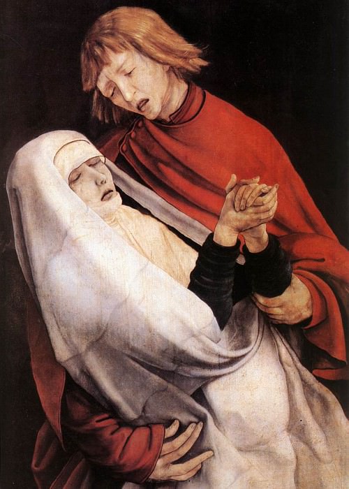 Распятие, 1512-15, апостол Иоанн и Богоматерь, фрагмент. Маттиас Грюневальд