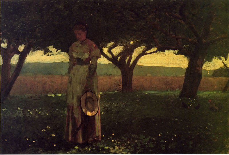 Girl in the Orchard. Winslow Homer