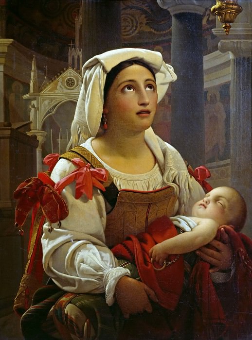 Римлянка со своим ребенком. Ян Баптист Лодевик Мас