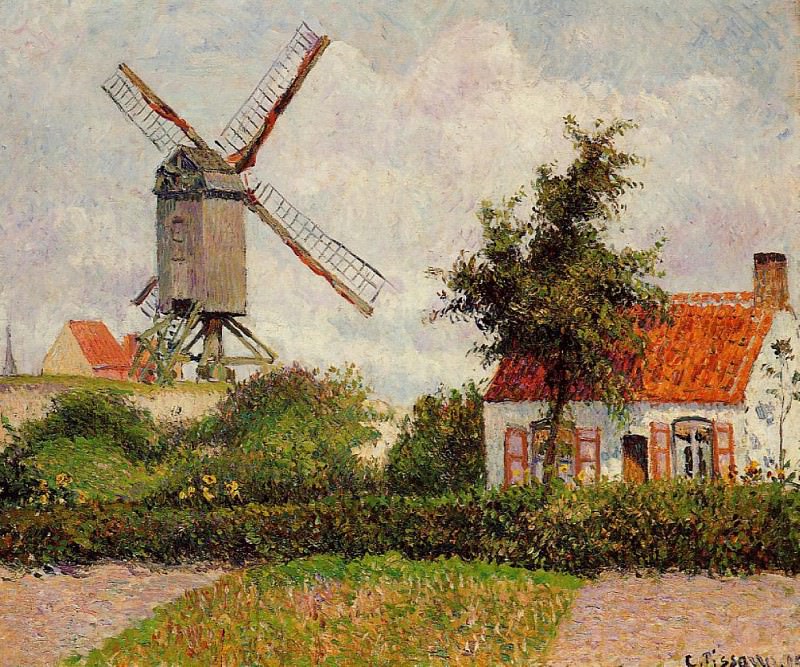 Ветряная мельница в Кноке, Бельгия (1894). Камиль Писсарро