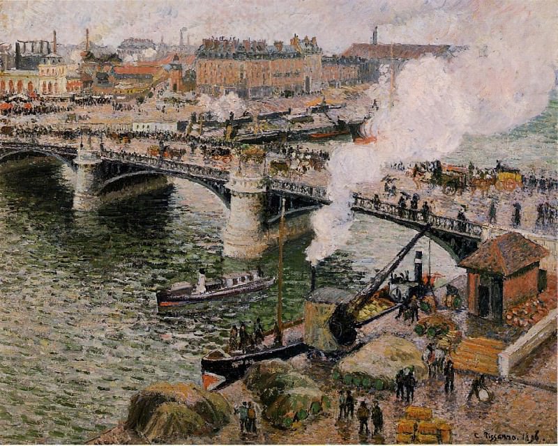 The Pont Boieldieu, Rouen - Damp Weather. (1896). Камиль Писсарро