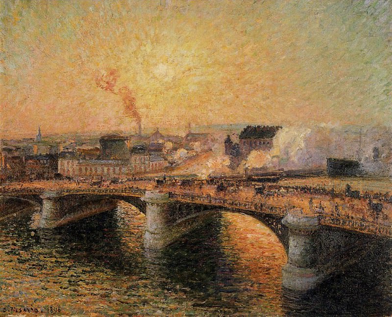Мост Буаэльдьё на закате, Руан 1896. Камиль Писсарро