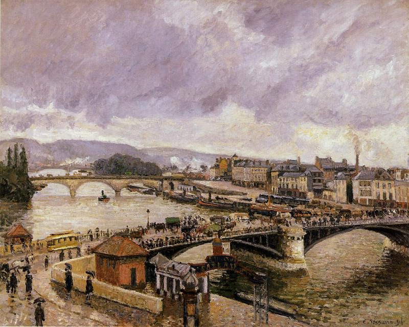 Мост Буаэльдьё - Впечатление от дождя (1896). Камиль Писсарро