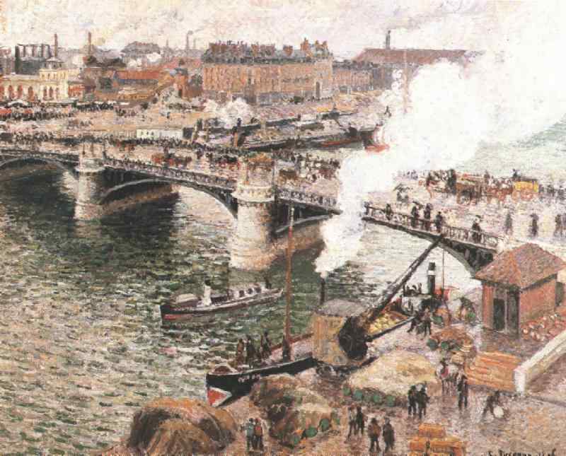 Мост Буаэльдьё, Руан. Дождливая погода 1896. Камиль Писсарро