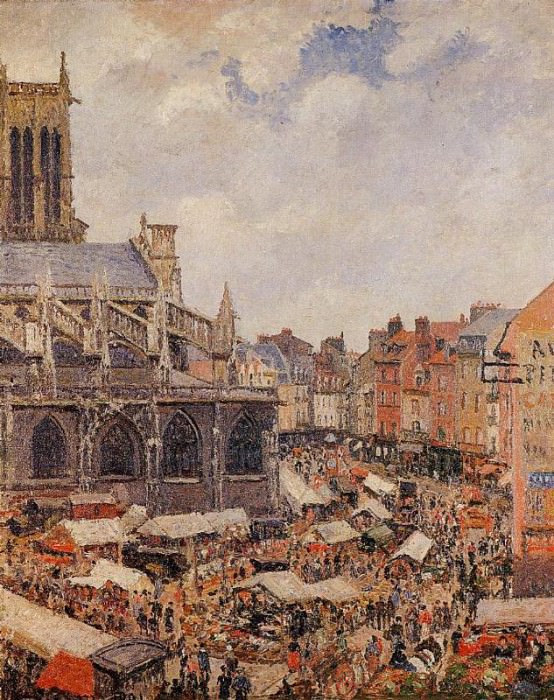 Рынок у церкви Сен-Жак, Дьеп. (1901). Камиль Писсарро