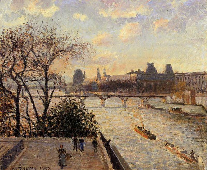Лувр и Сена, вид с моста Пон-Нёф 1902. Камиль Писсарро