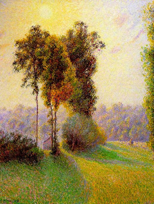 Sunset at Sent Charlez. Eragny. 1891. Camille Pissarro