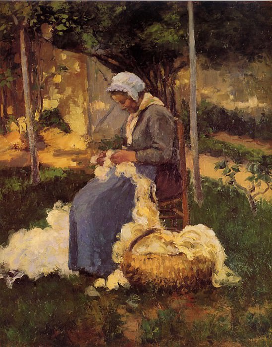 Крестьянка, кардующая шерсть (1875). Камиль Писсарро