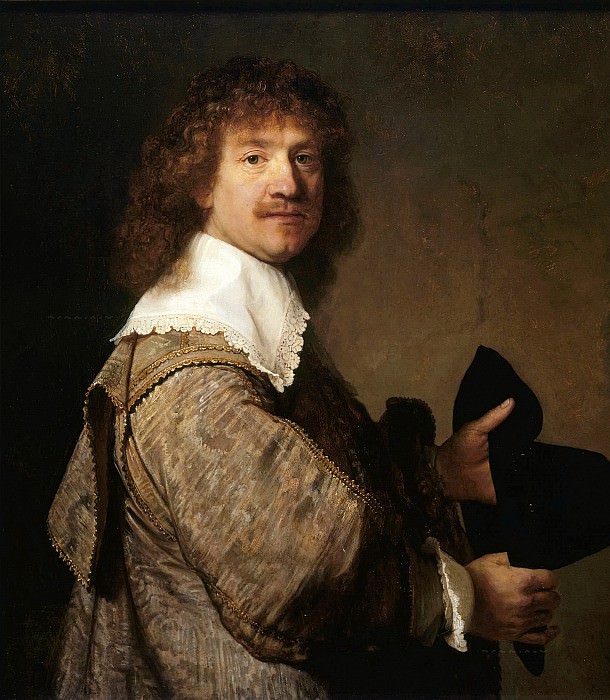 Portrait of a man holding a hat. Rembrandt Harmenszoon Van Rijn
