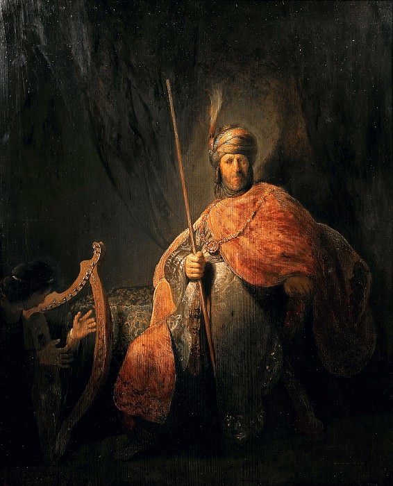 David Playing the Harp to Saul. Rembrandt Harmenszoon Van Rijn