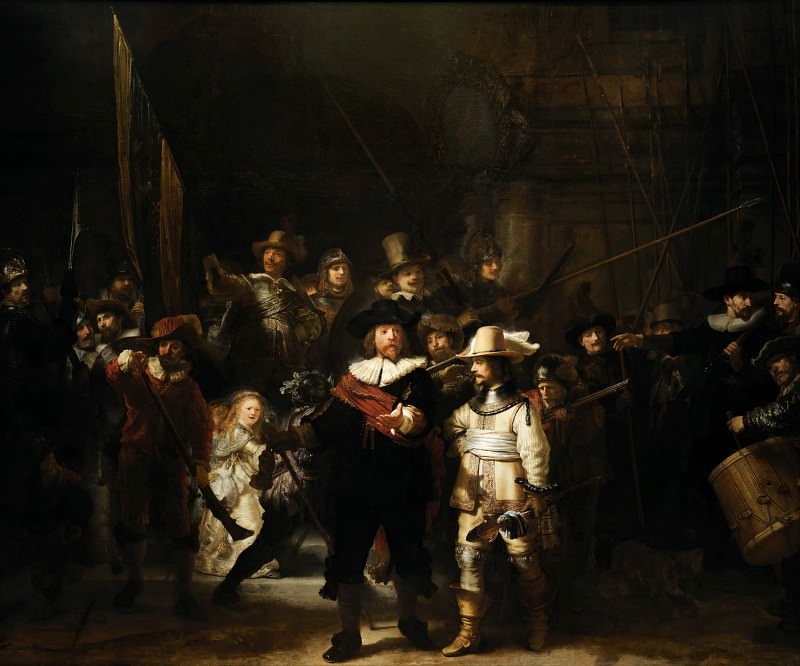 The Company of Frans Banning Cocq and Willem van Ruytenburch known as the «Night Watch». Rembrandt Harmenszoon Van Rijn