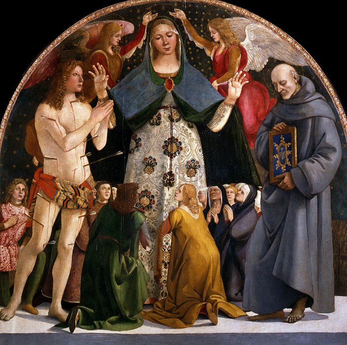 Мадонна Милосердия со святыми Себастьяном и Бернардом Сиенским. Лука Синьорелли