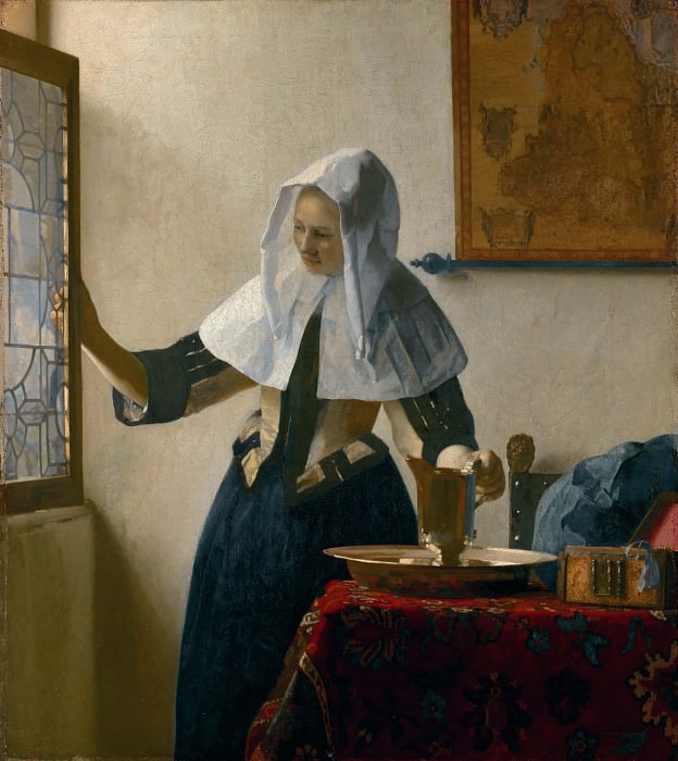 Young Woman with a Water Pitcher. Johannes Vermeer