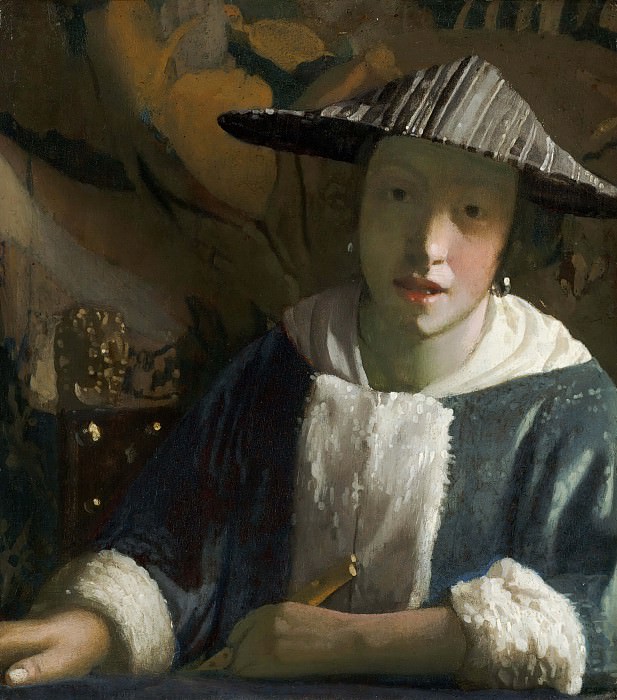 Girl with a Flute. Johannes Vermeer (attr.)