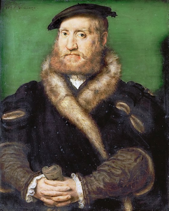 Corneille de Lyon -- Portrait of a Bearded Man with a Fur Coat. Kunsthistorisches Museum
