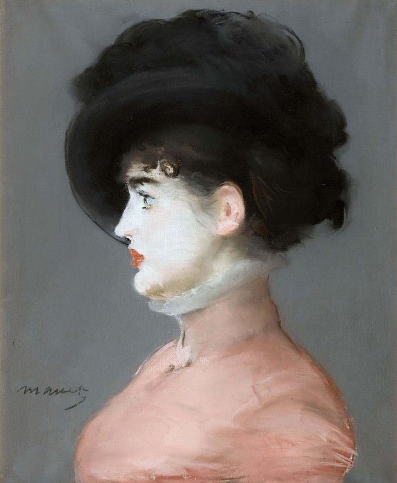 Woman in a black hat (portrait of Irma Brunner). Édouard Manet