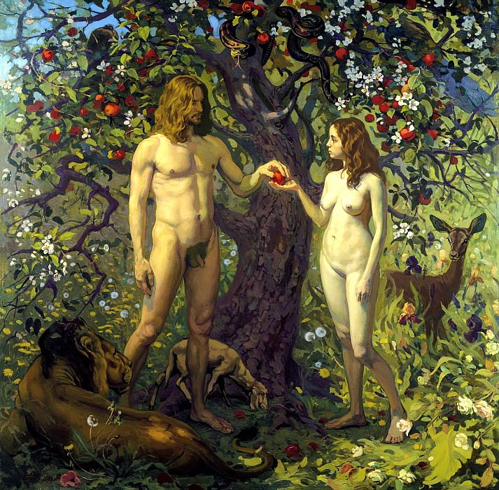 ПОПОВ Павел - Адам и Ева. Грехопадение. 900 Картин самых известных русских художников