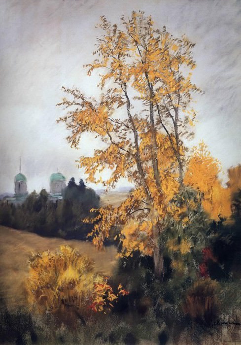 Осенний пейзаж с церковью. 1890-е. Исаак Ильич Левитан