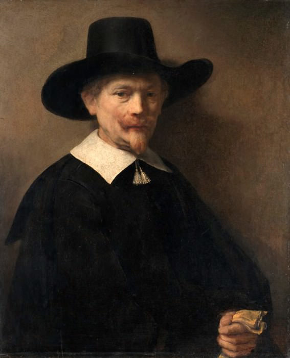 Portrait of a Man Holding Gloves (attr). Rembrandt Harmenszoon Van Rijn