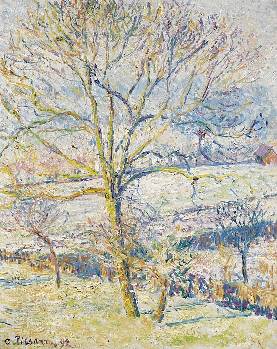 Camille Pissarro - Big Nut-Tree, the Frost at Eragny, 1892. Картины с аукционов Sotheby’s