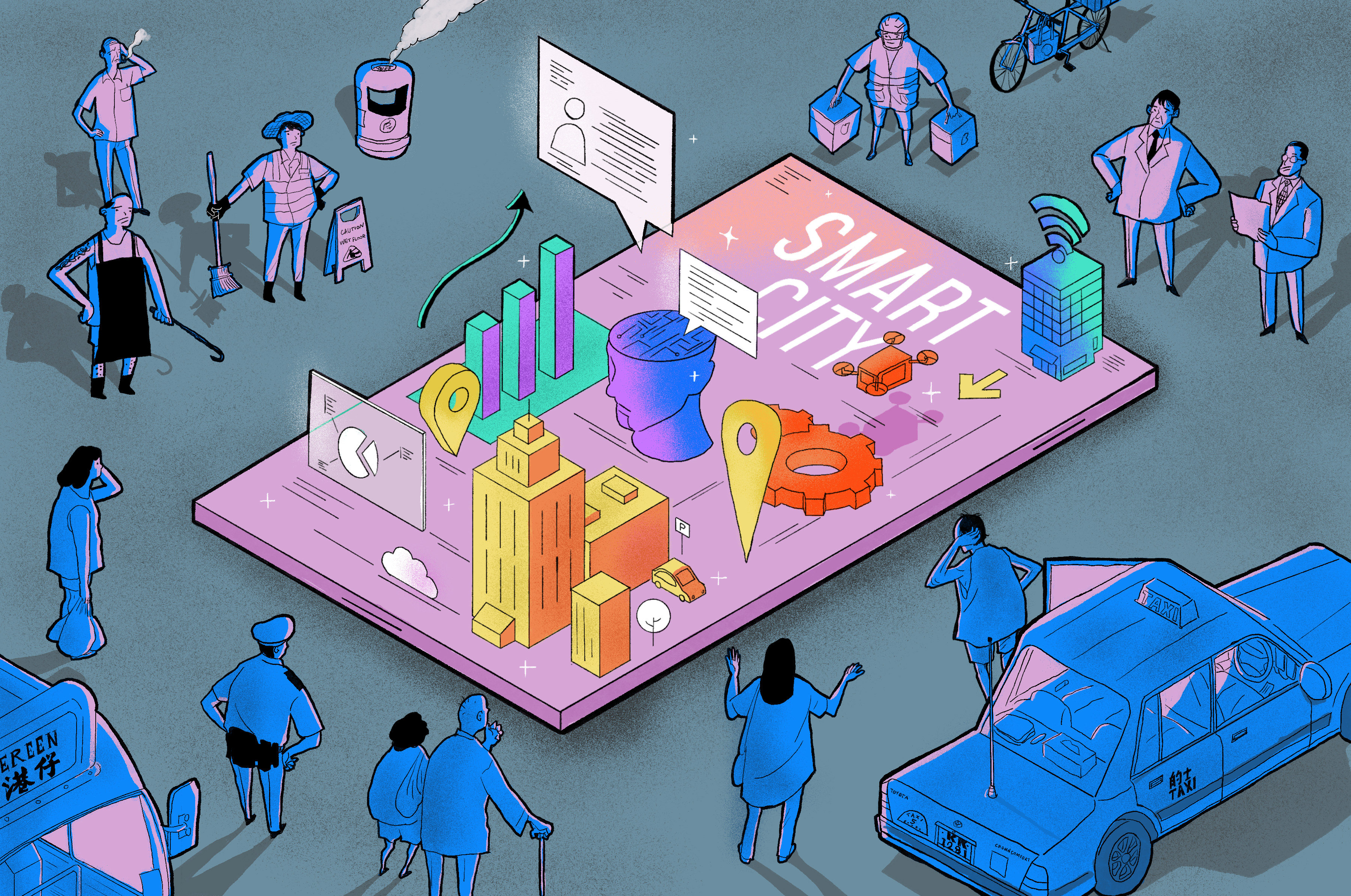 Hong Kong rolled out its smart city blueprint 2.0 in 2020. Illustration: Brian Wang
