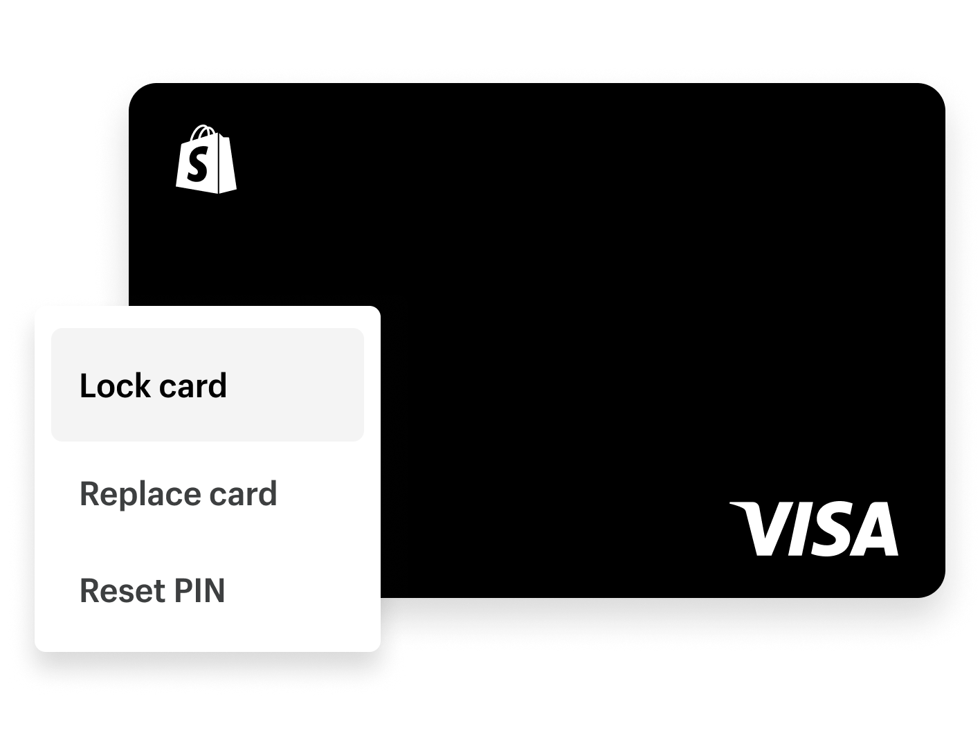 A black Shopify Balance VISA card